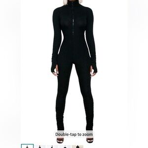 NWOT Black Ribbed Long-Sleeve Jumpsuit